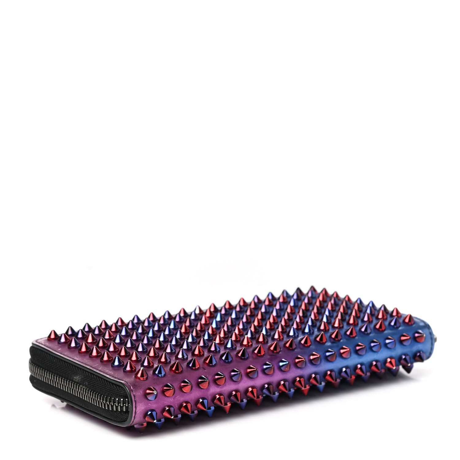 Christian Louboutin Patent Scarabe Spikes Panettone Zip Around Wallet Rose Digitale 4 of 9