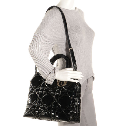 Christian Dior Patent Cannage Medium Granville Tote Black 2 of 13