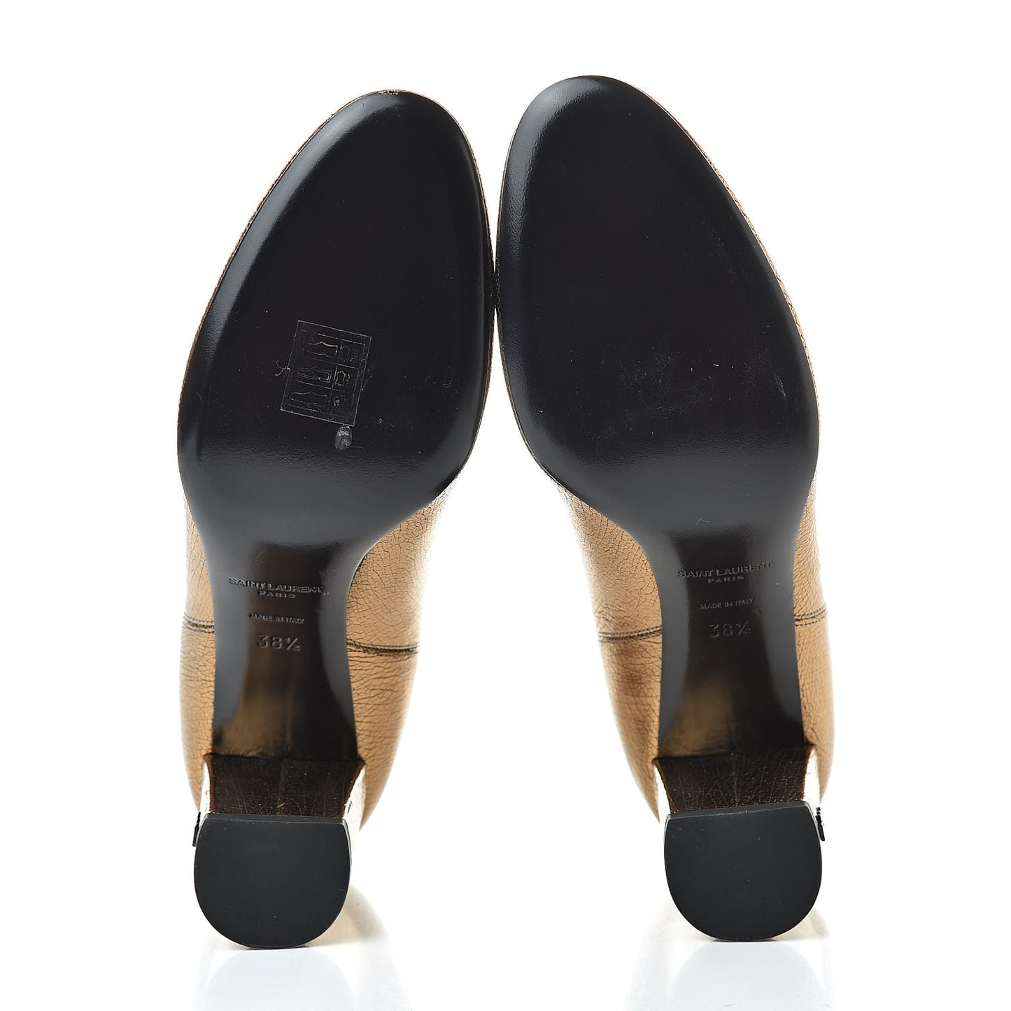 Metallic Cracked Loulou Pin Booties 38.5 Copper