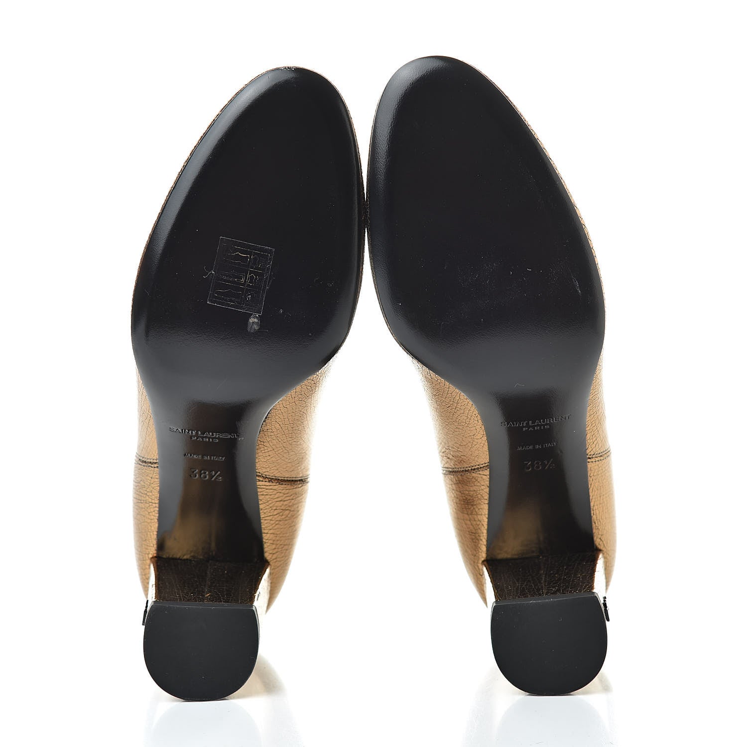 Saint Laurent Metallic Cracked Loulou Pin Booties 38.5 Copper 5 of 8