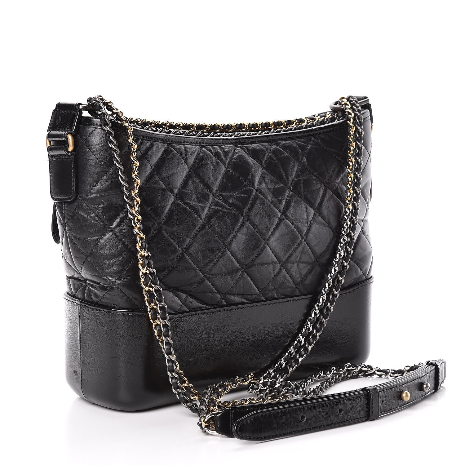 Chanel Aged Calfskin Quilted Medium Gabrielle Hobo Black 3 of 12