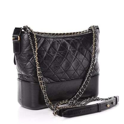 Chanel Aged Calfskin Quilted Medium Gabrielle Hobo Black 3 of 12