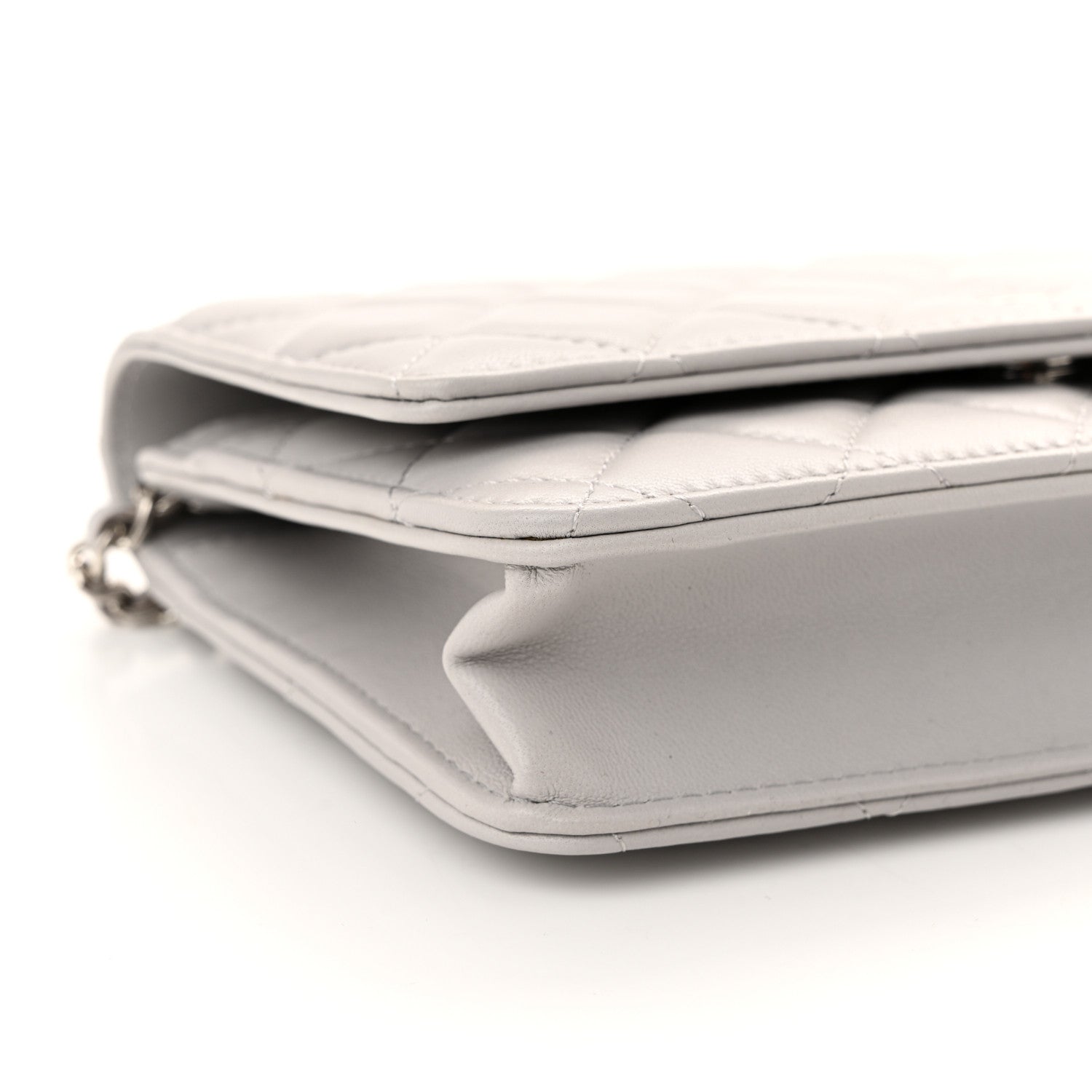 Chanel Lambskin Quilted Wallet On Chain WOC Grey 10 of 12