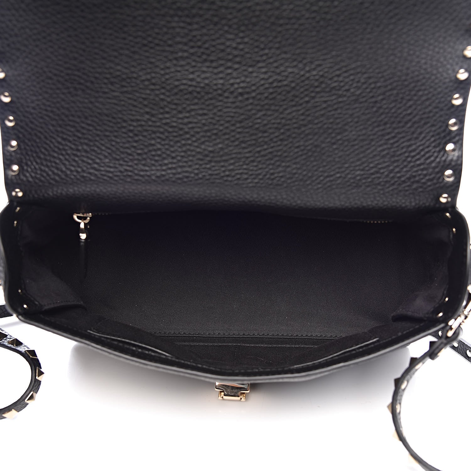 Valentino Garavani Pebbled Calfskin Rockstud Single Handle Flap Bag Black 5 of 10