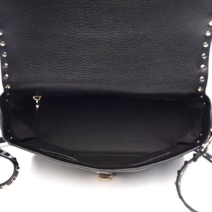 Valentino Garavani Pebbled Calfskin Rockstud Single Handle Flap Bag Black 5 of 10