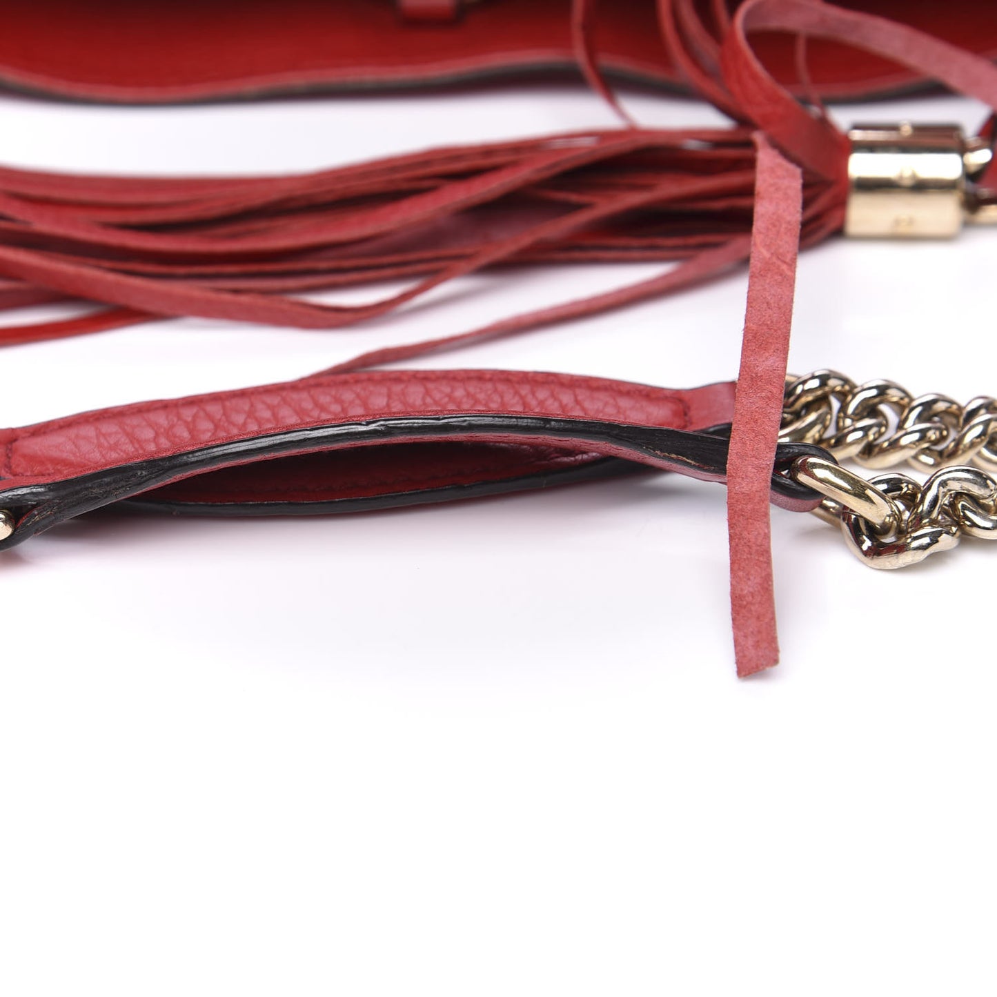 Pebbled Calfskin Medium Soho Chain Shoulder Bag Red