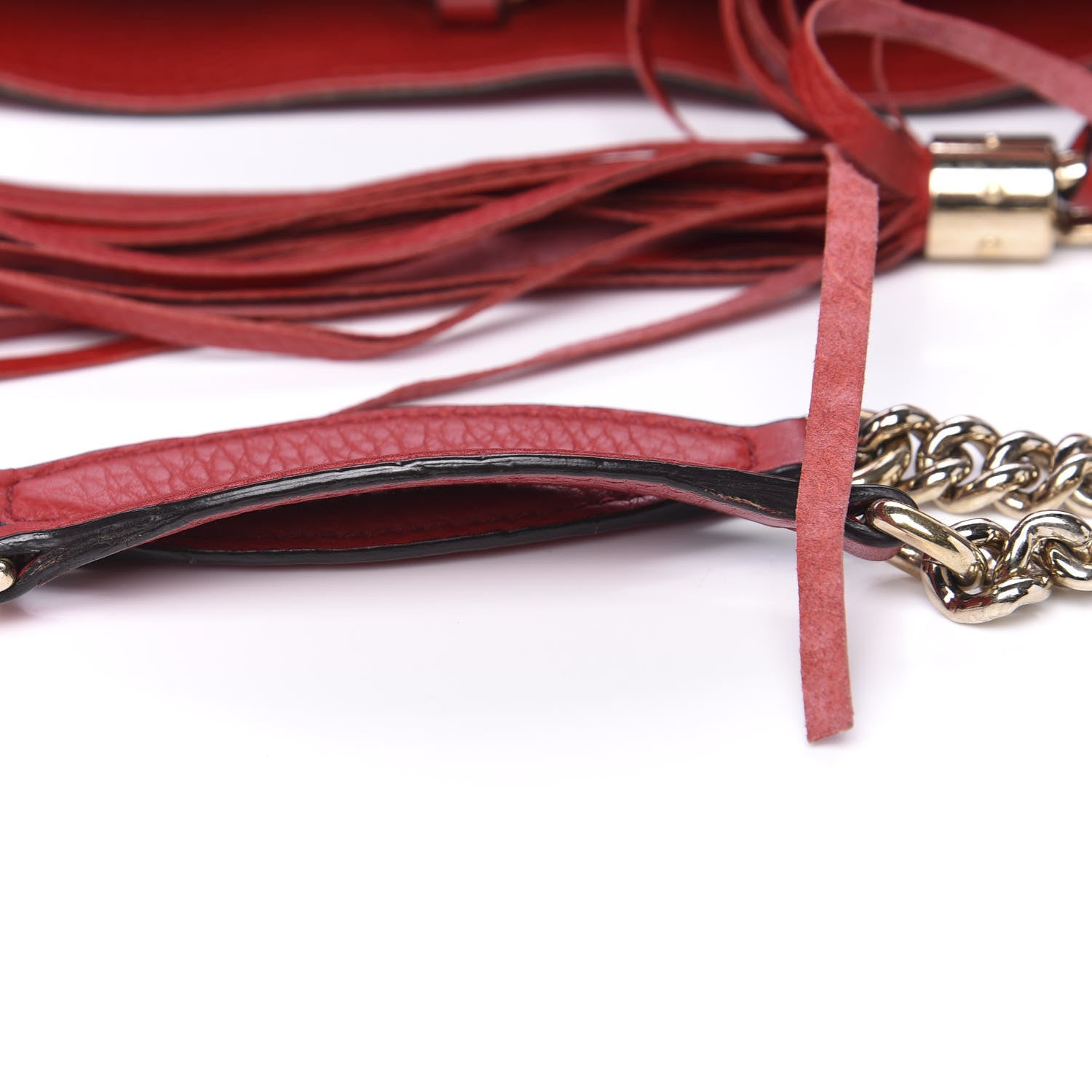 Gucci Pebbled Calfskin Medium Soho Chain Shoulder Bag Red 9 of 10