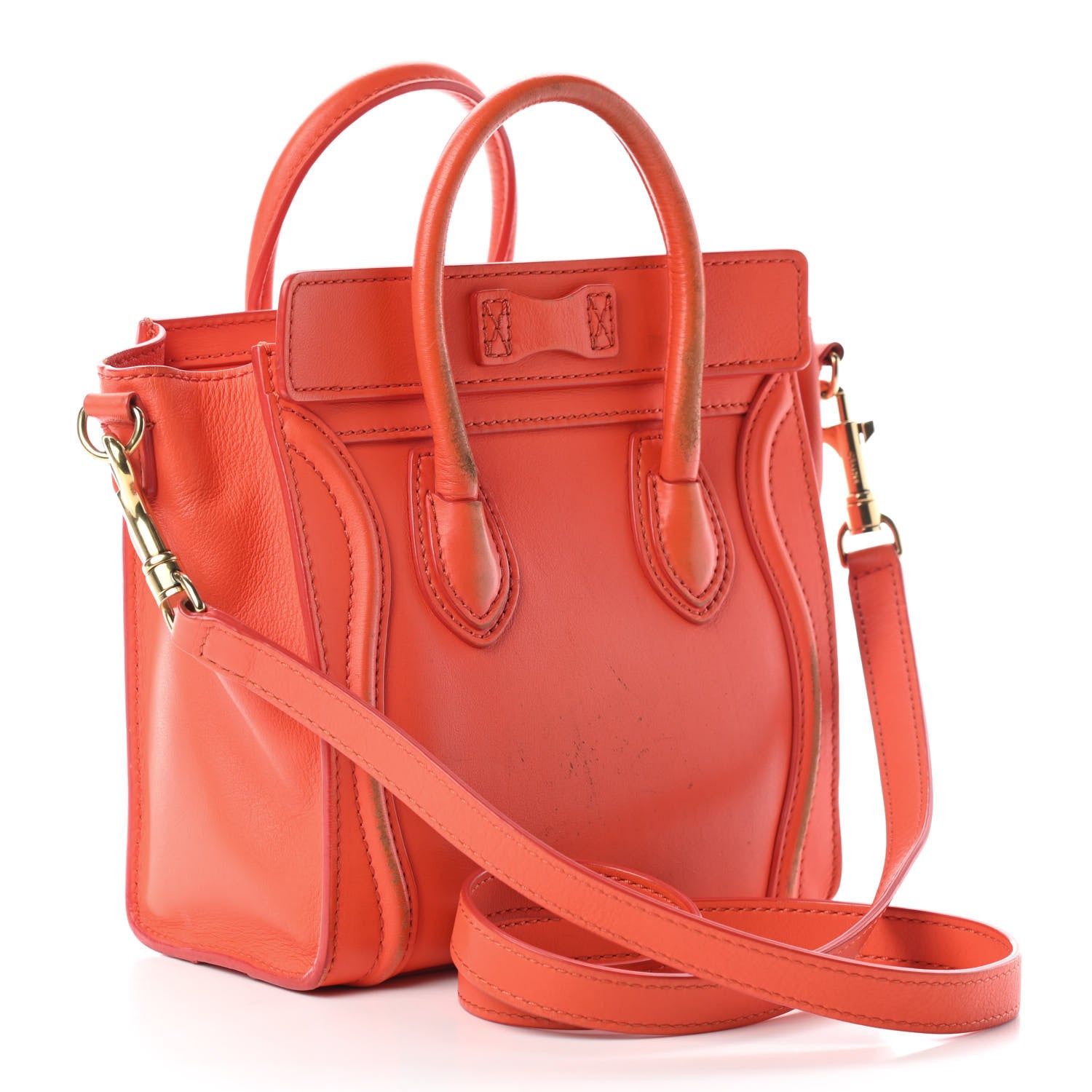 Celine Smooth Calfskin Nano Luggage Fluo Orange 2 of 13