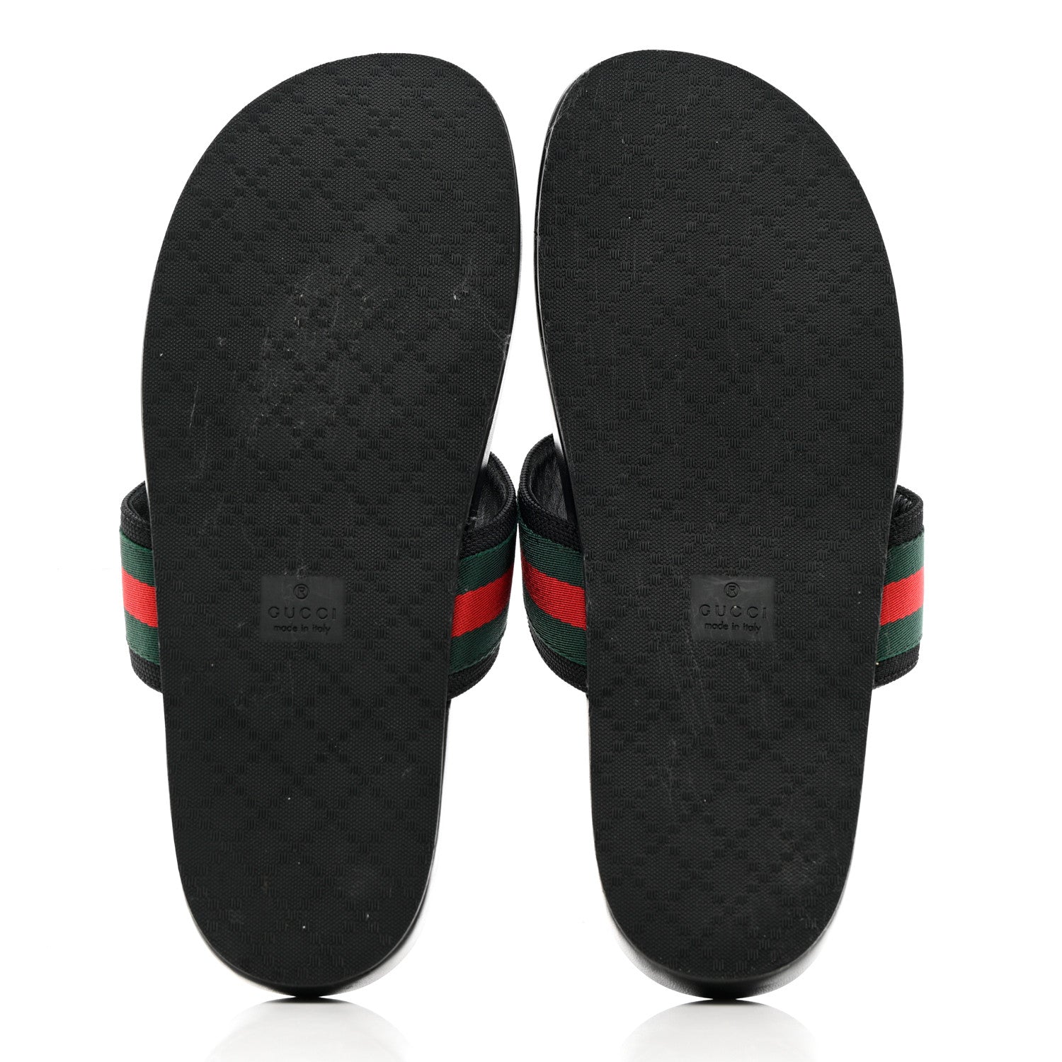 Gucci Nylon Calfskin Web Mens Thong Sandals 9 Green Red Black 5 of 15
