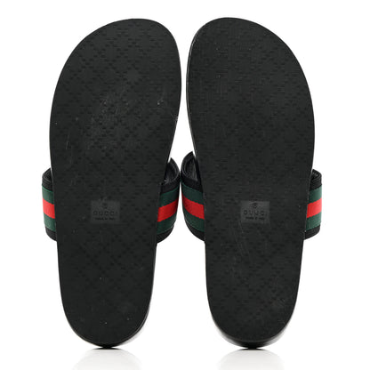 Gucci Nylon Calfskin Web Mens Thong Sandals 9 Green Red Black 5 of 15