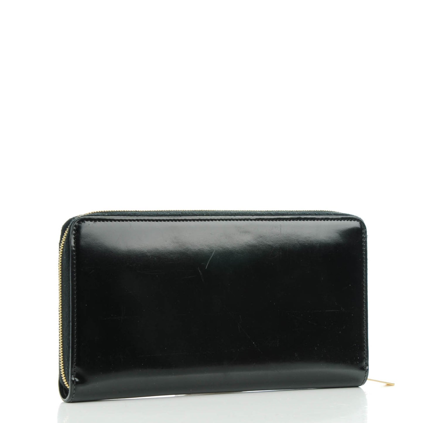 Spazzolato Calfskin Large Zip Around Multifunction Wallet Black