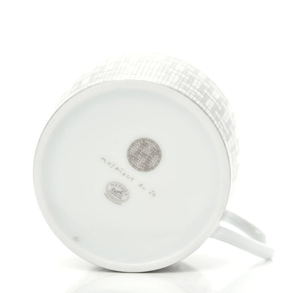 Hermes Porcelain Mosaique Au 24 Platine Tea Cup And Saucer Set Of 2 Platinum 5 of 7