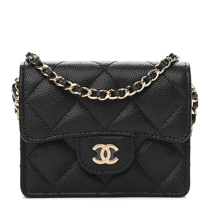 Chanel Caviar Quilted Flap Card Holder On Chain Black 1 of 11