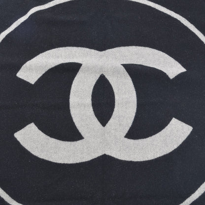 Chanel Merino Wool Cashmere CC Throw Blanket Black Grey 4 of 5