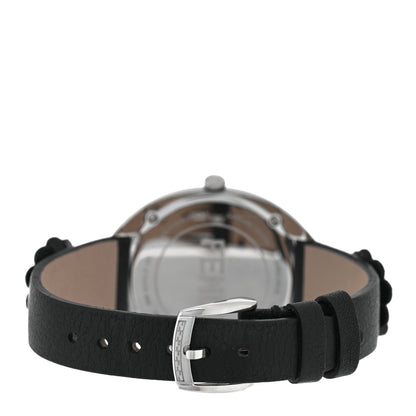 Fendi Stainless Steel Calfskin 34mm Momento Flowerland Quartz Watch Black 3 of 5