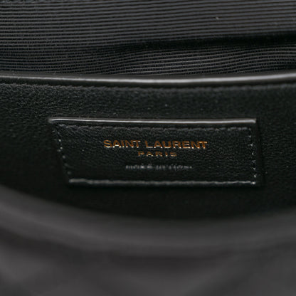 Saint Laurent Satin Mixed Matelasse Triquilt Medium Monogram Envelope Satchel Black 6 of 13