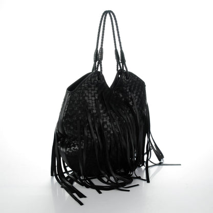Bottega Veneta Vintage Nappa Intrecciato Fringe Hobo Nero Black 3 of 12
