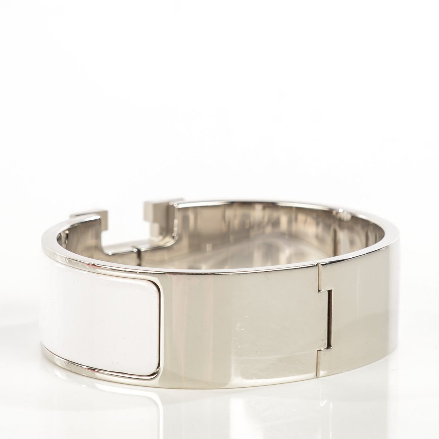 Enamel Wide Clic Clac H Bracelet GM White