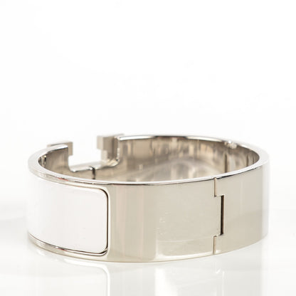 Hermes Enamel Wide Clic Clac H Bracelet GM White 3 of 6