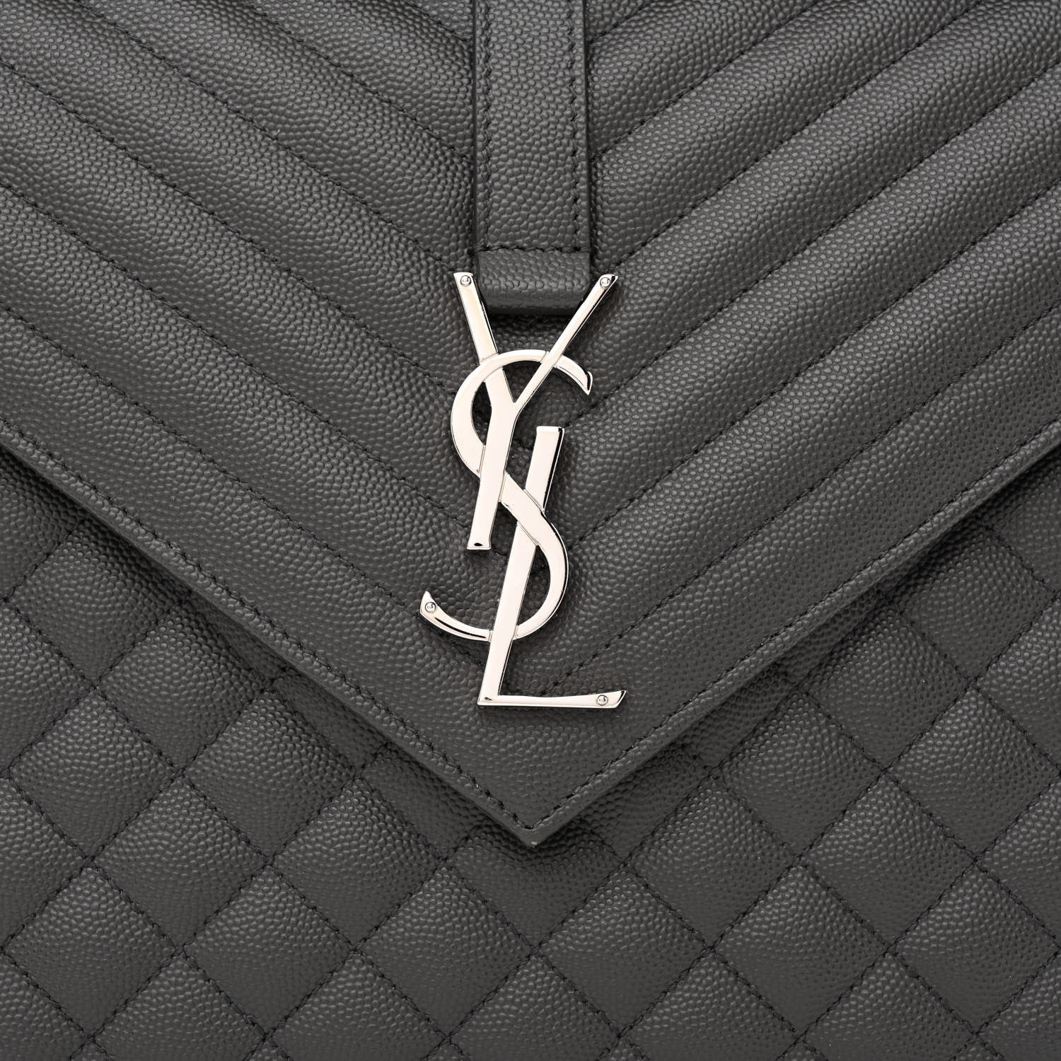 Saint Laurent Grain De Poudre Textured Mixed Matelasse Large Triquilt Monogram Satchel Asphalt 8 of 10