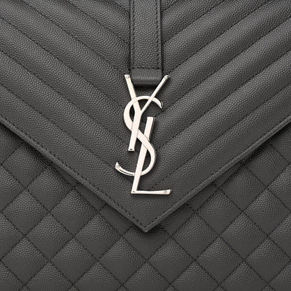 Saint Laurent Grain De Poudre Textured Mixed Matelasse Large Triquilt Monogram Satchel Asphalt 8 of 10