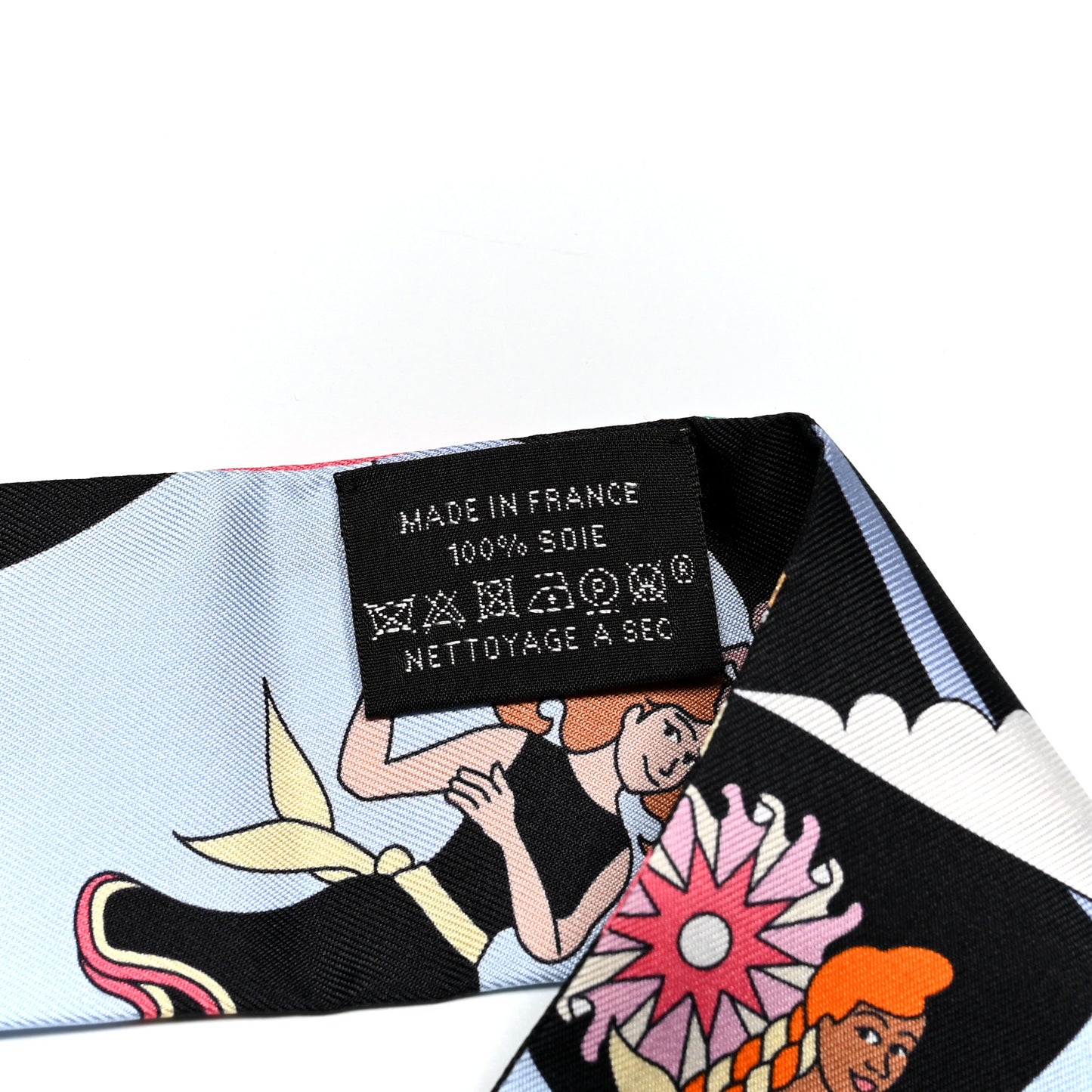 Silk Carres Volants Twilly Black Ciel Multicolor