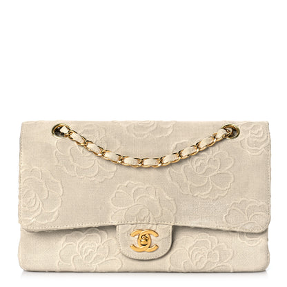 Chanel Canvas Camellia Embroidered Medium Double Flap Ivory 1 of 11