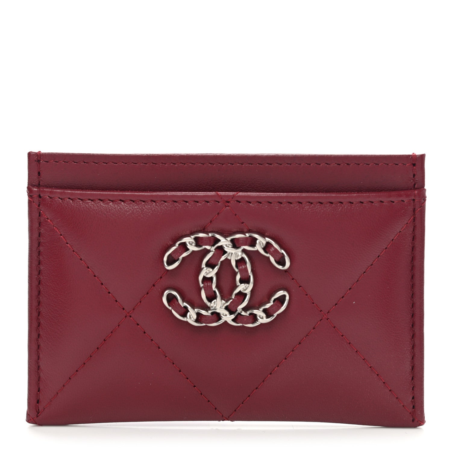 Chanel Lambskin Quilted Chanel 19 Card Holder Red 1 of 9