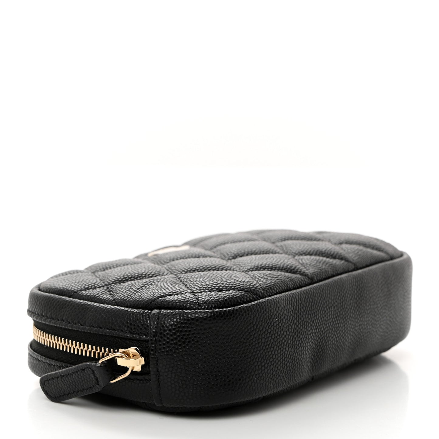 Caviar Quilted Small Curvy Pouch Cosmetic Case Black