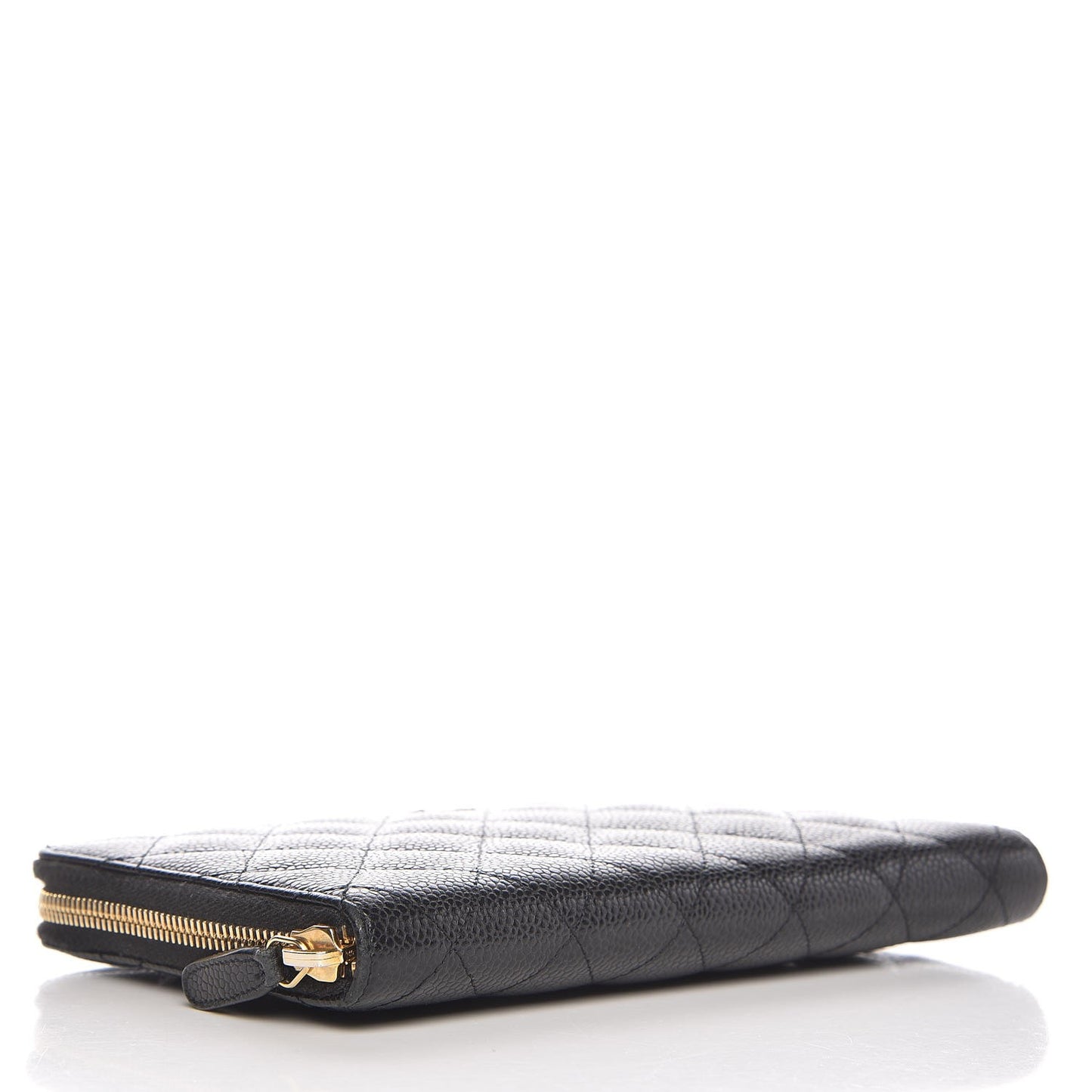 Caviar Quilted Large Zip Around Organizer Wallet Black