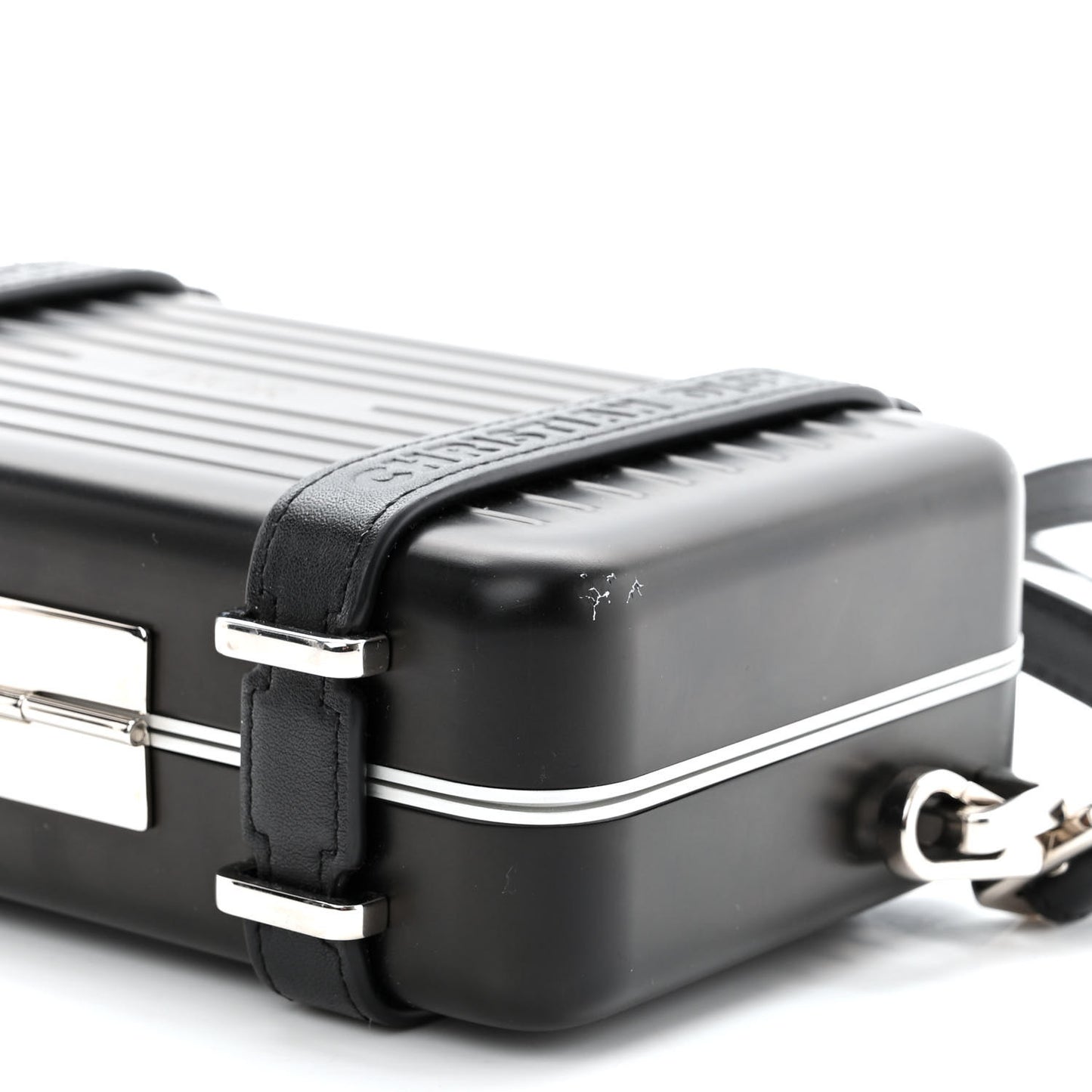 X RIMOWA Aluminum Personal Clutch On Strap Black