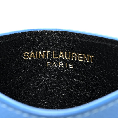 Saint Laurent Grain De Poudre Matelasse Chevron Cassandre Credit Card Case Blue Clair 6 of 11