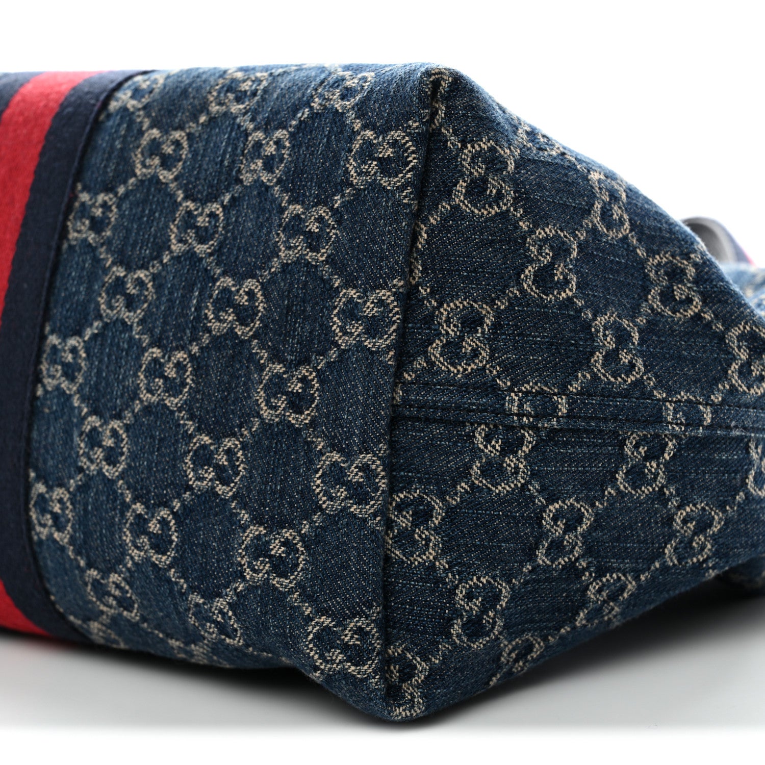 Gucci Denim GG Monogram Web Small Giglio Tote Blue White 9 of 9