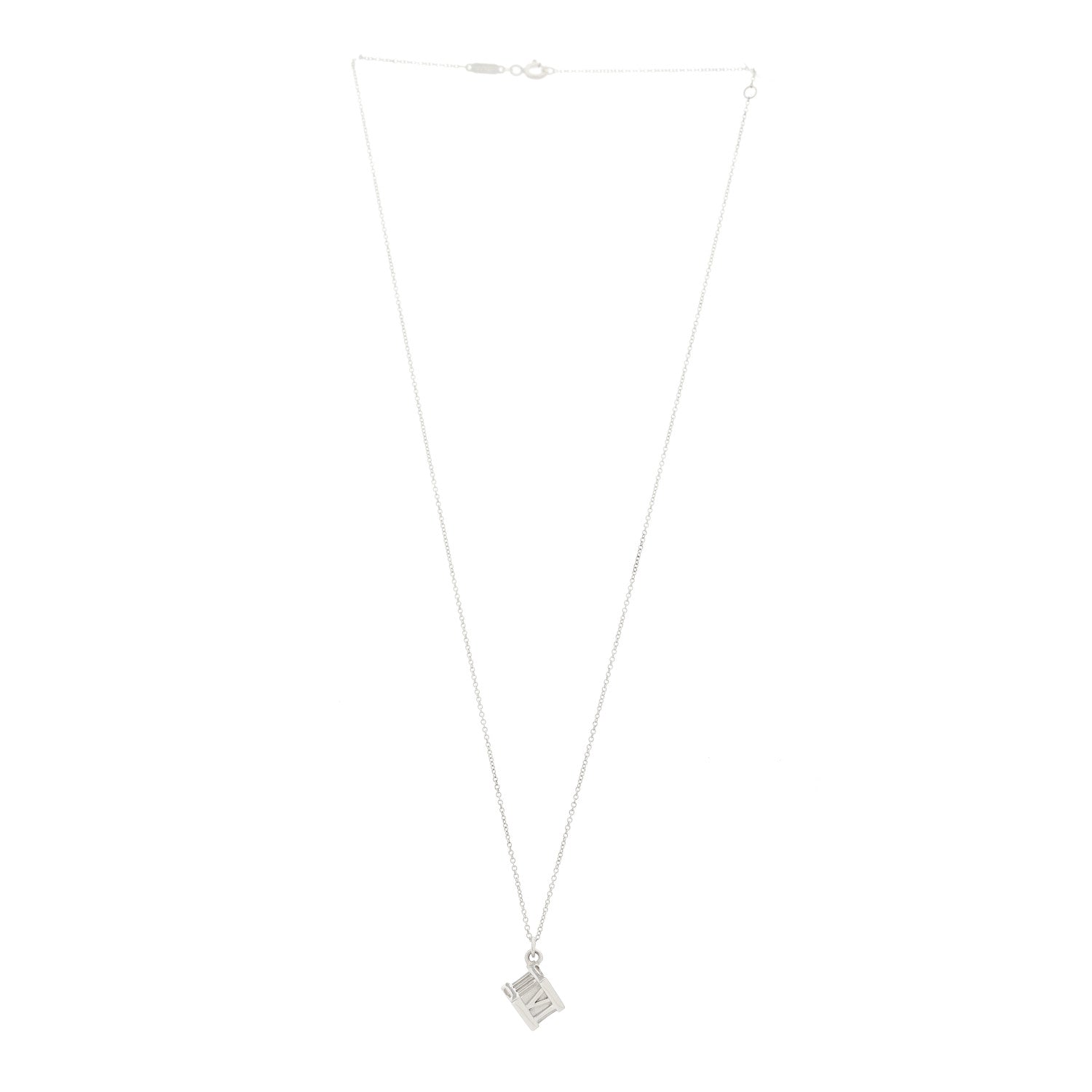 Tiffany Sterling Silver Atlas Cube Pendant Necklace 3 of 5
