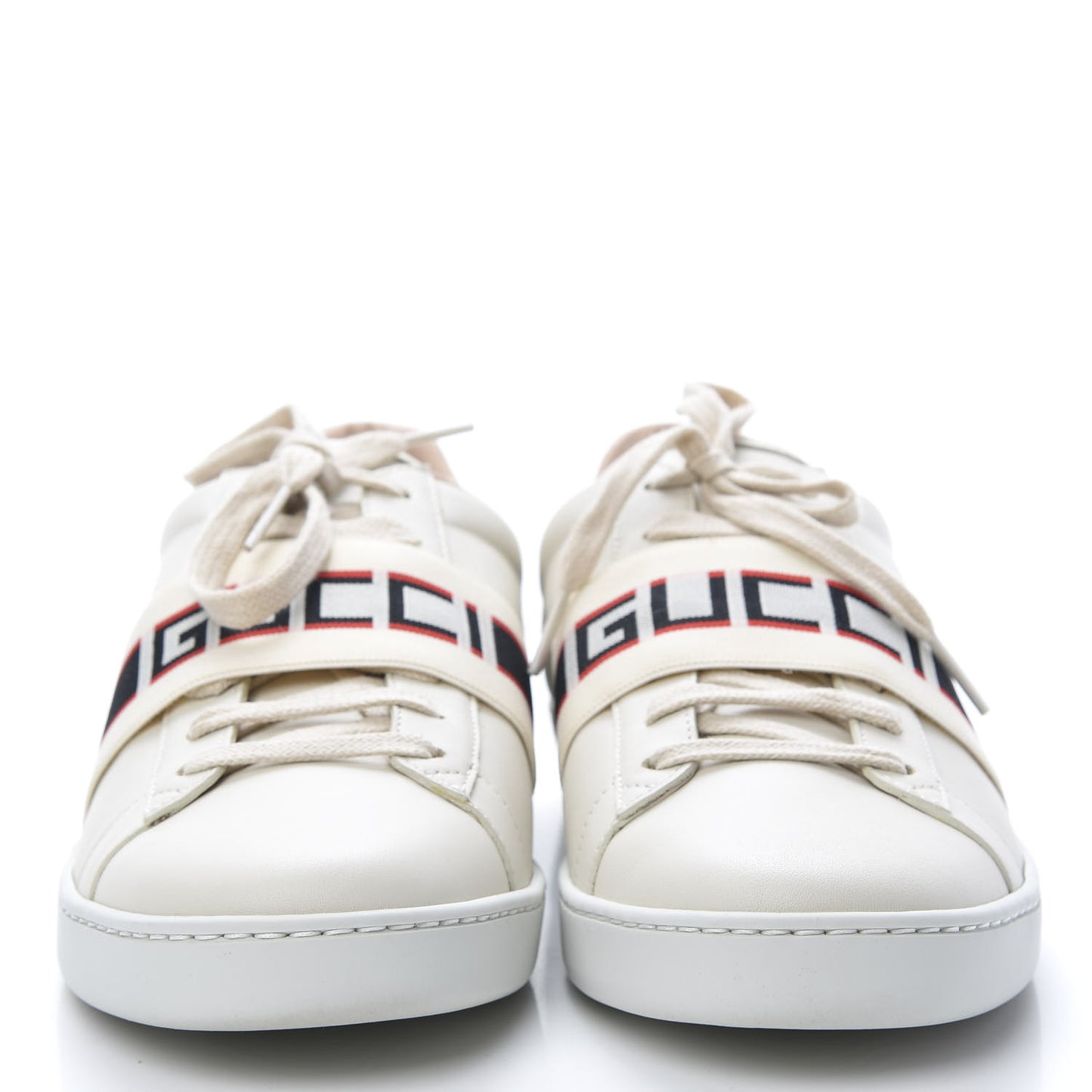 Calfskin Stripe Womens New Ace Sneakers 41 New Mystic White Ecru Red Flame