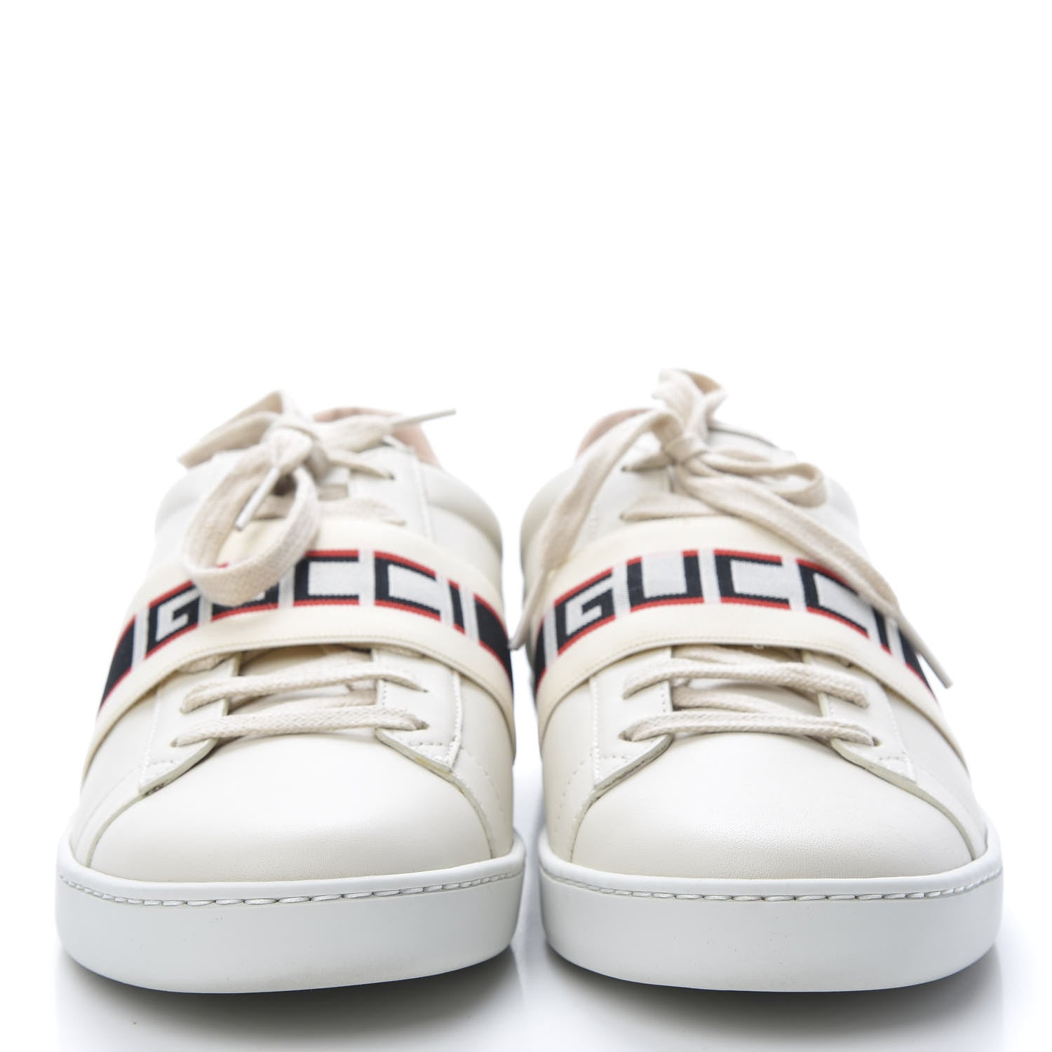Gucci Calfskin Stripe Womens New Ace Sneakers 41 New Mystic White Ecru Red Flame 2 of 9
