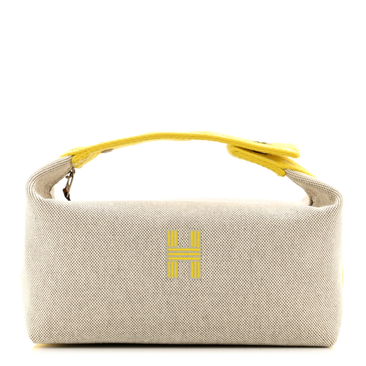 Hermes Canvas Small Bride-A-Brac Pouch Natural Jaune Citron 1 of 6