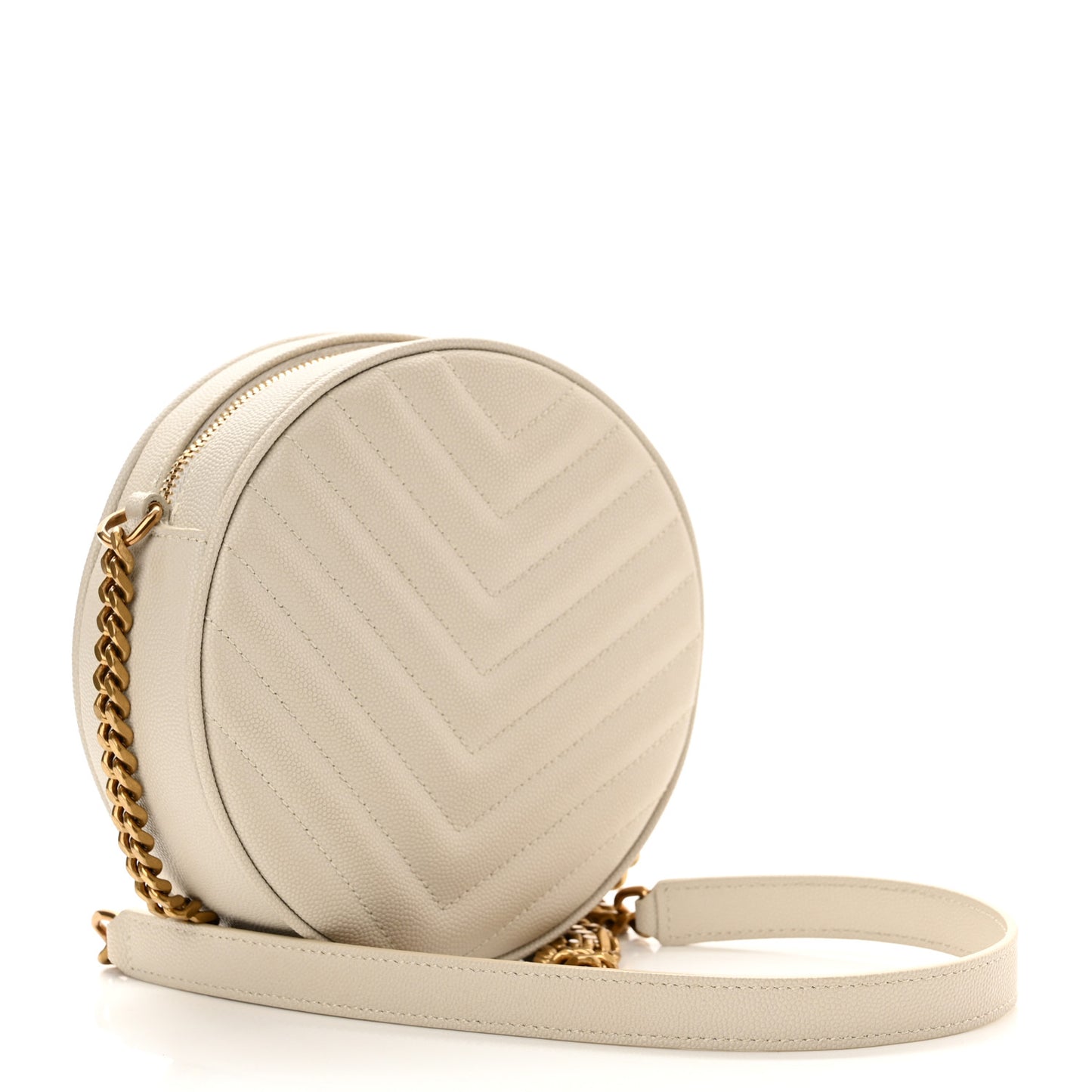Grain De Poudre Matelasse Chevron Quilted Round Vinyle Camera Bag Crema Soft