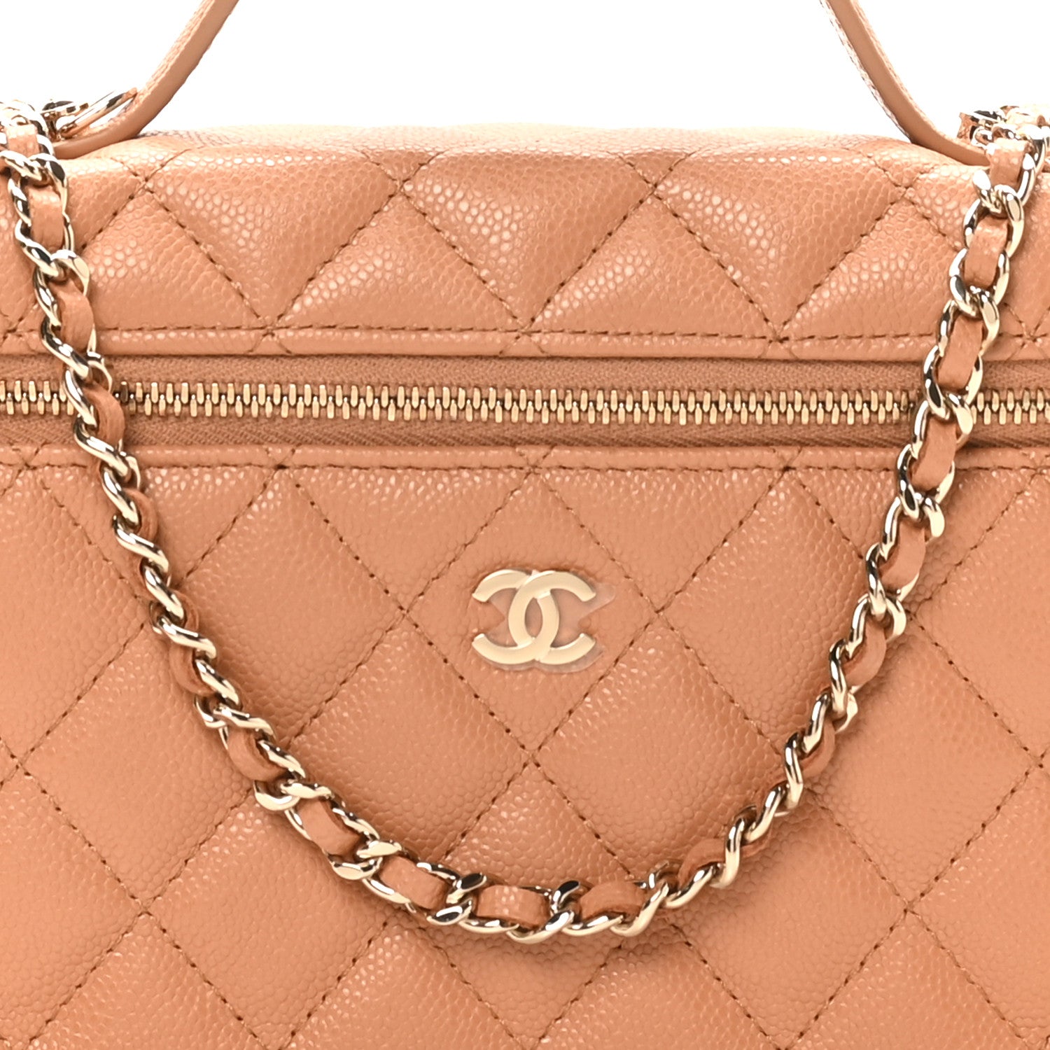 Chanel Caviar Quilted Top Handle Slim Vanity With Chain Brown 8 of 11