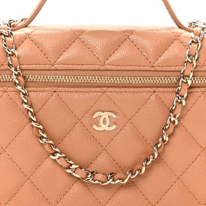 Chanel Caviar Quilted Top Handle Slim Vanity With Chain Brown 8 of 11