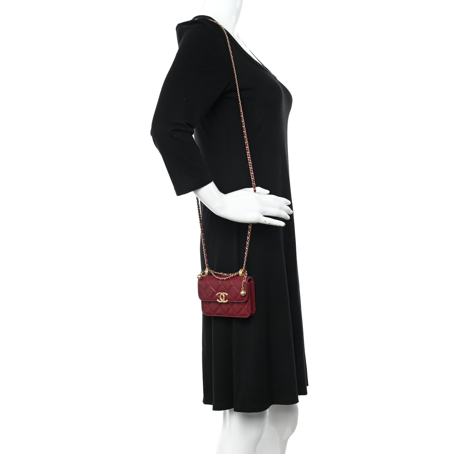 Chanel Calfskin Quilted Perfect Fit Coin Purse With Chain Burgundy 2 of 12