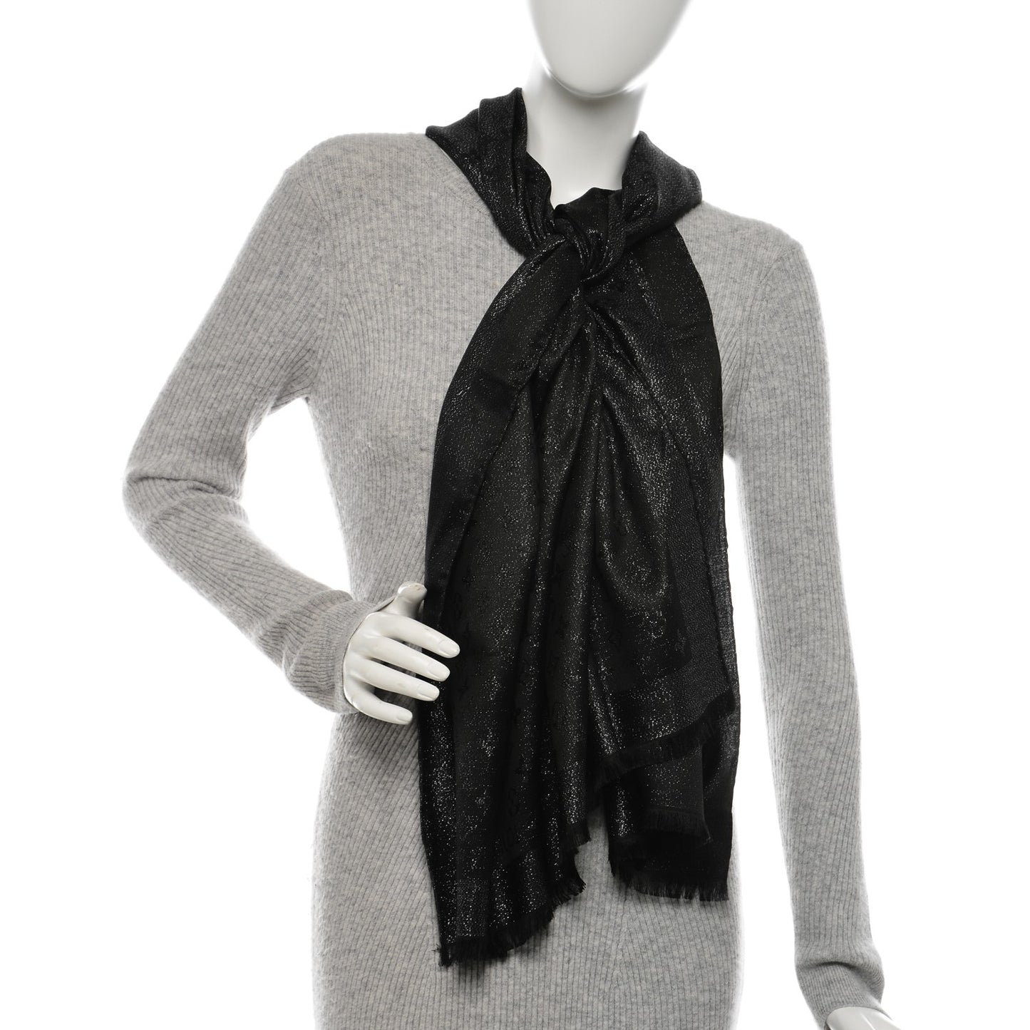 Silk Monogram Scarf Black