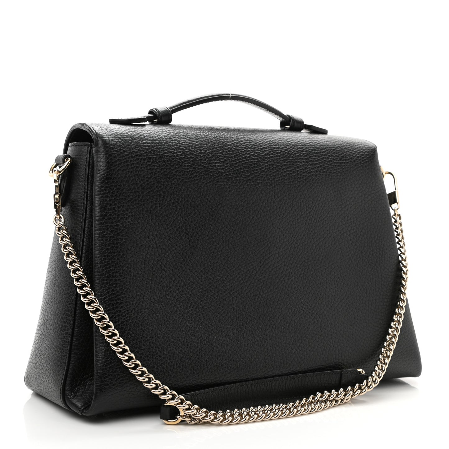 Dollar Calfskin Medium Interlocking G Top Handle Shoulder Bag Black