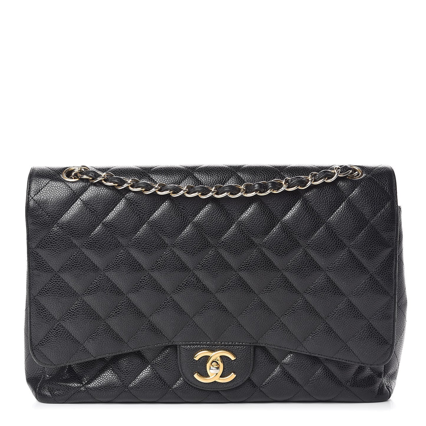 Caviar Quilted Maxi Double Flap Black