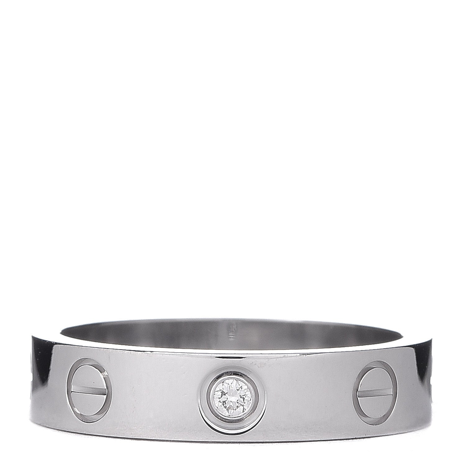 Cartier 18K White Gold Diamond 4mm LOVE Wedding Band Ring 49 5 1 of 5