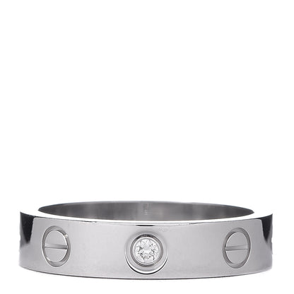 Cartier 18K White Gold Diamond 4mm LOVE Wedding Band Ring 49 5 1 of 5