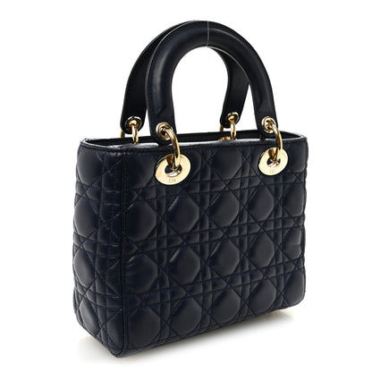 Christian Dior Lambskin Cannage Small Lucky Badges My Lady Dior Navy 3 of 10