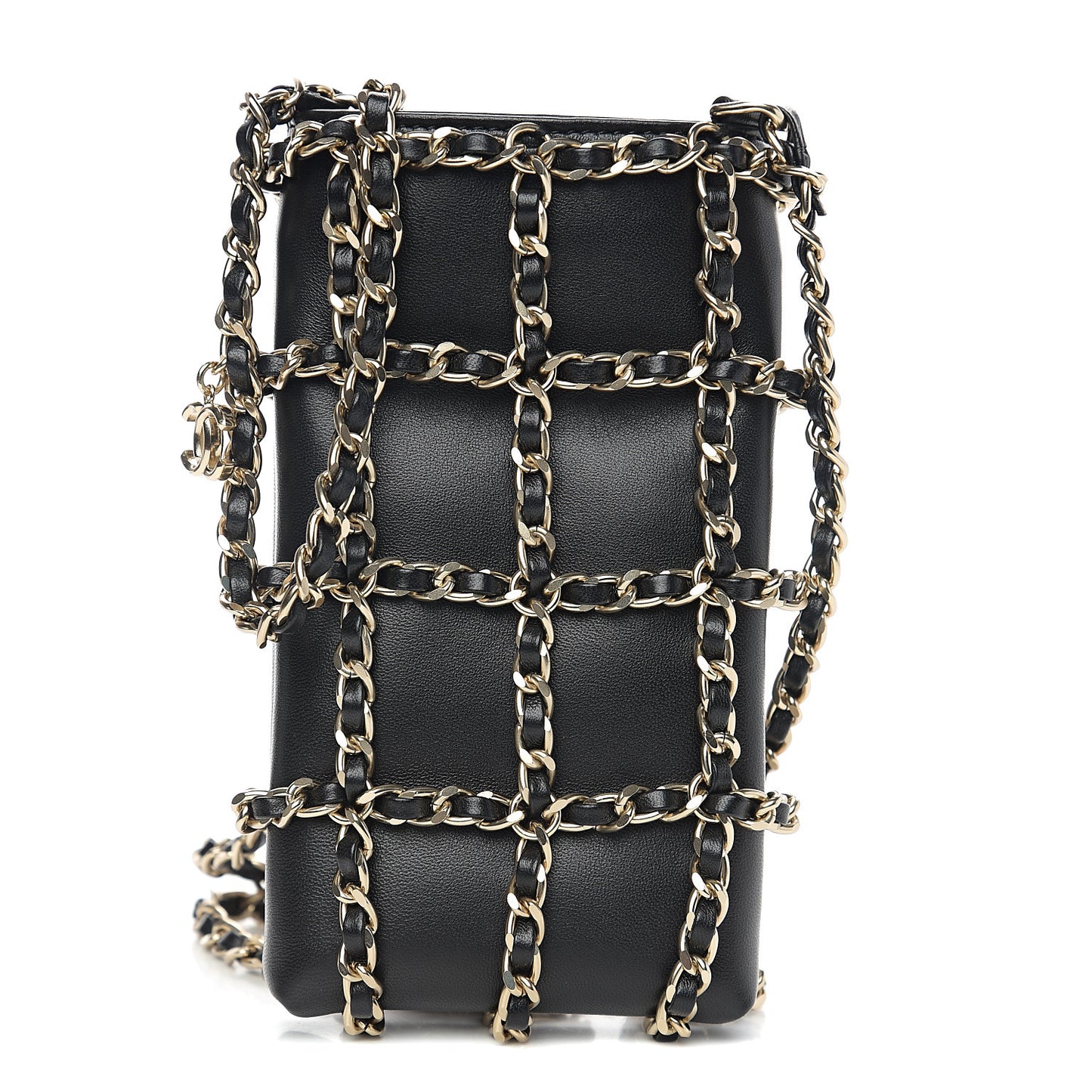 Lambskin Quilted Small Clutch With Chain Black