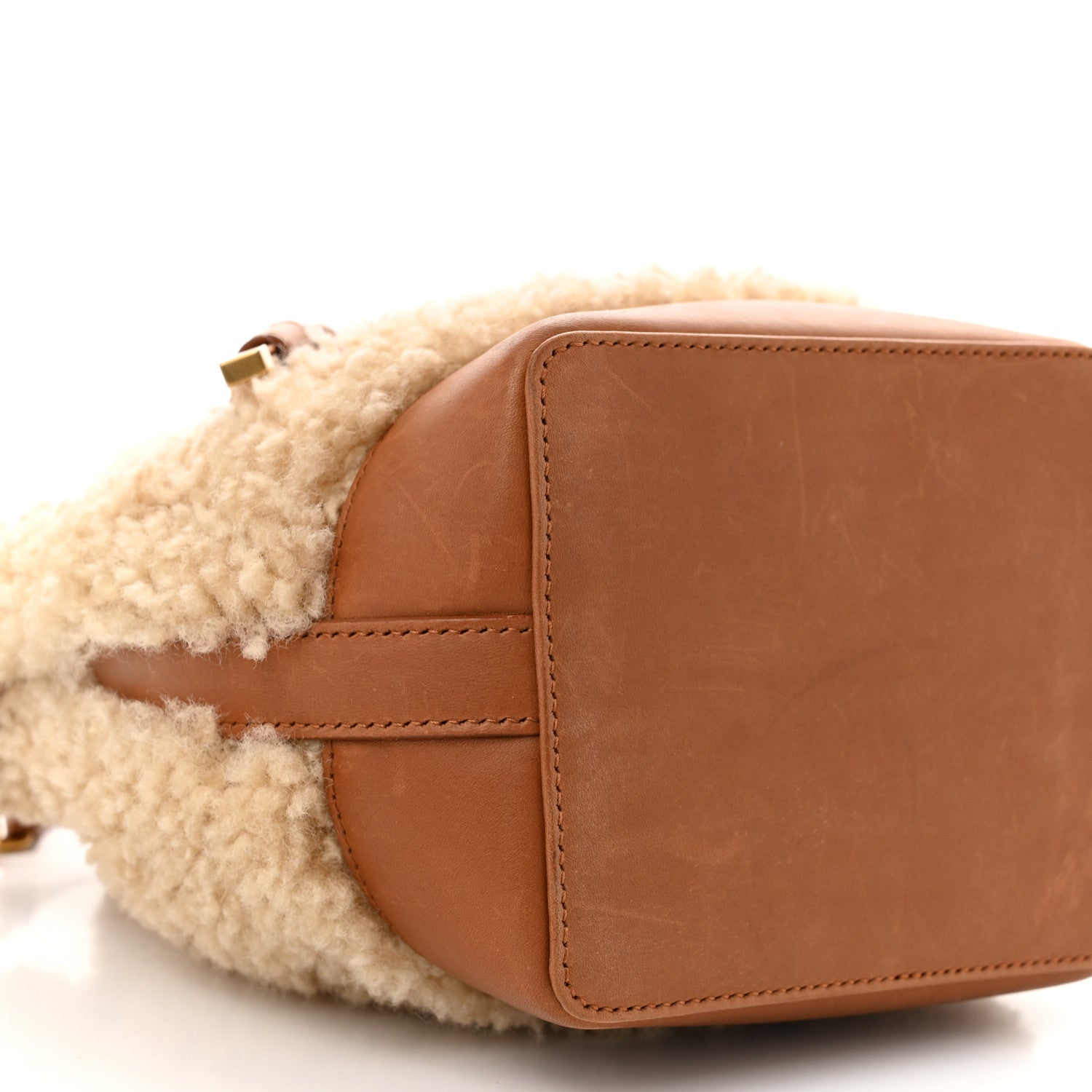 Saint Laurent Shearling Calfskin Small Emmanuelle Bucket Bag Natural Beige Brick 9 of 10