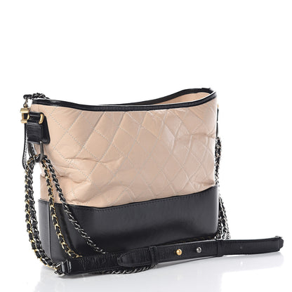 Chanel Aged Calfskin Quilted Medium Gabrielle Hobo Beige Black 3 of 10